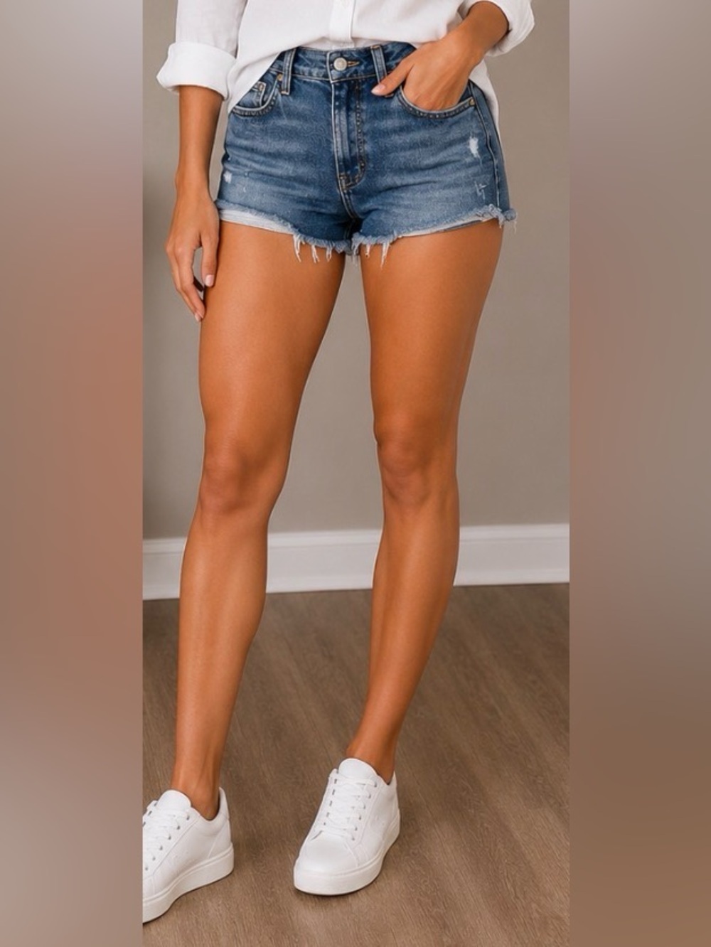 American Eagle Jean Short Skinny Stretch Cutoff Vintage Y2K Fray Cuff Distressed